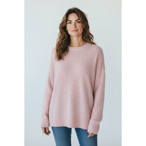 AYR The Kick Back Crew Light Pink Alpaca Wool Blend Sweater Size XL